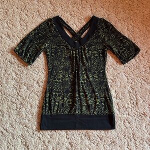 Maurices v-neck animal print burnout top with crisscross back, M.